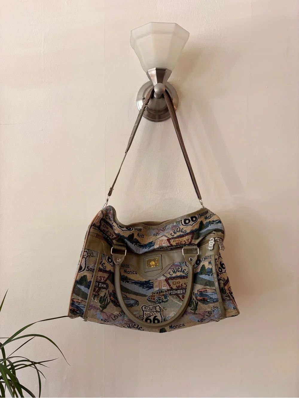 Vintage Pioneer Express Route 66 Tapestry Duffle Bag Weekender Travel Bag